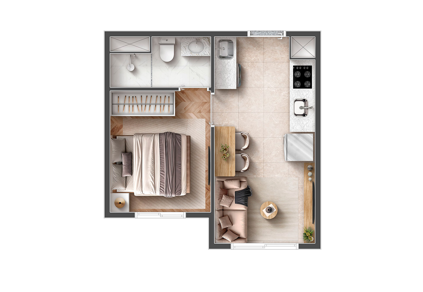 Planta - 1 Dorm - 24 m²