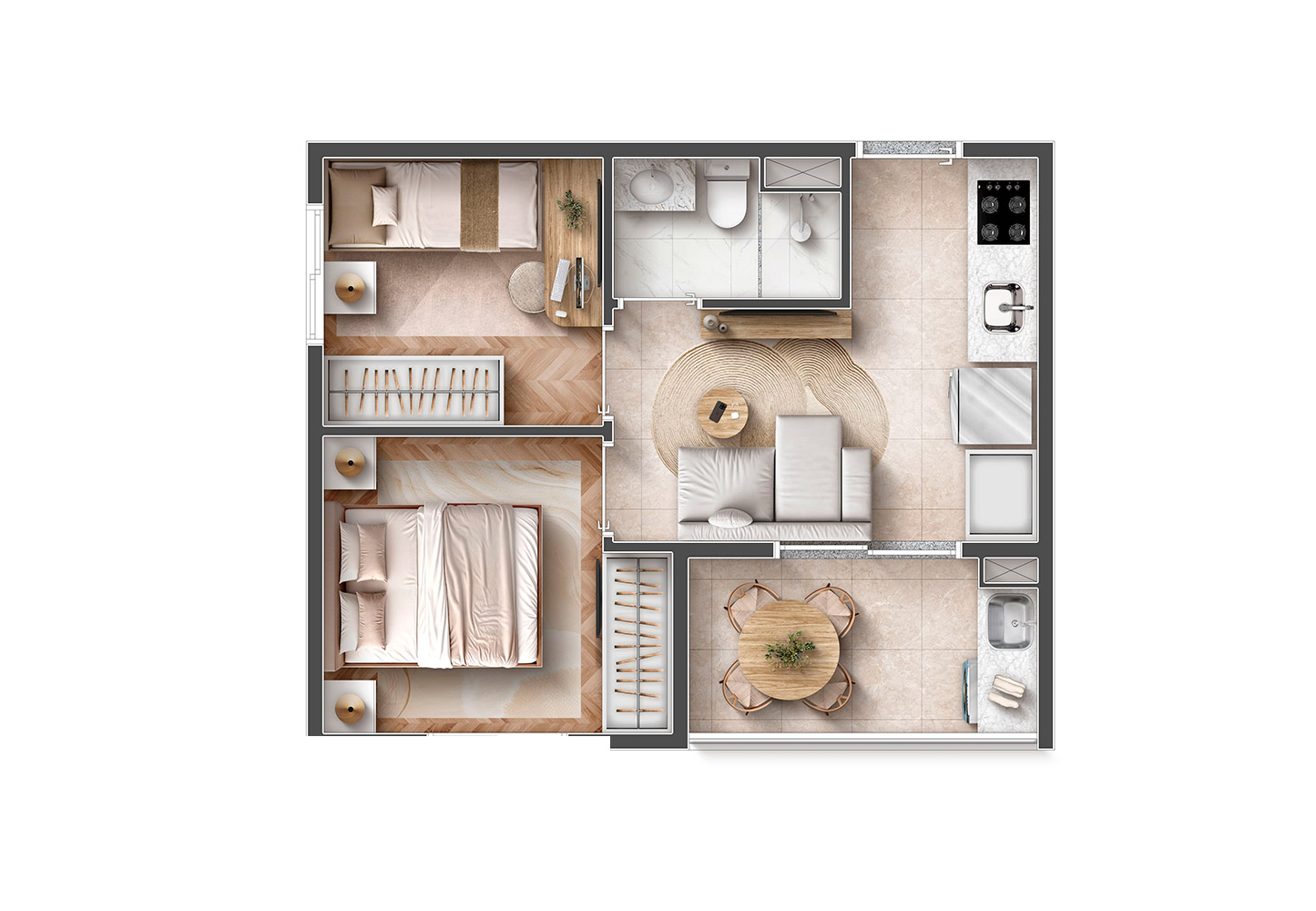 Planta - 2 Dorms - 33 m²
